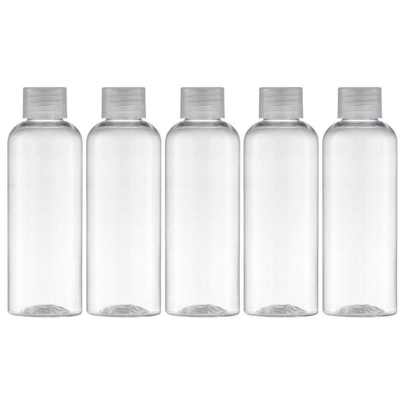 Tekson Plastic Travel Bottles 3.4 oz, Travel Size Containers for Shampoo, Empty Mouthwash Bottles with Clear Screw Cap (100ml, Clear) - Image 1